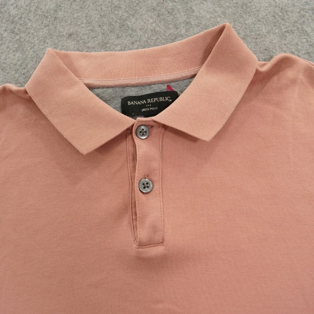 Banana Republic Polo Shirt Mens Large Pink Dress Short Sleeve Casual Stretch